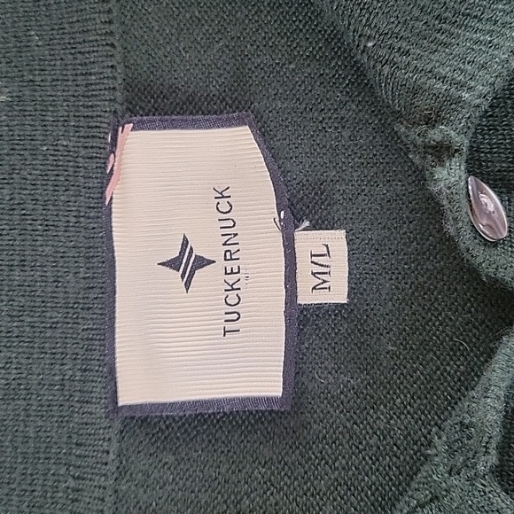 Tuckernuck Dark Green Clayton Knit Polo 3/4 Sleeves Linen Women Sz M/L - Picture 14 of 16